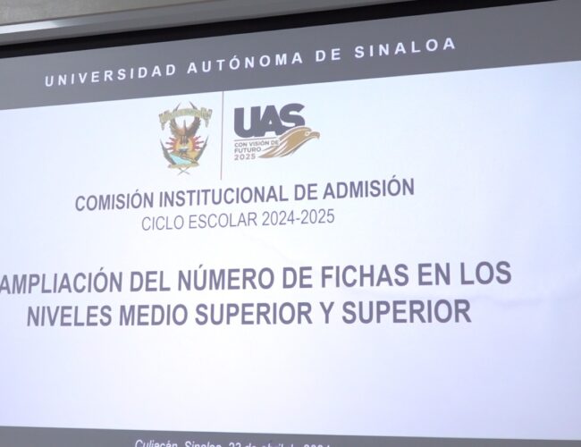 La Comisión de Admisión de la UAS pondrá a disposición 15 mil 700 fichas adicionales para bachillerato y nivel superior; se ofertarán los días 29 y 30 de abril en el portal institucional