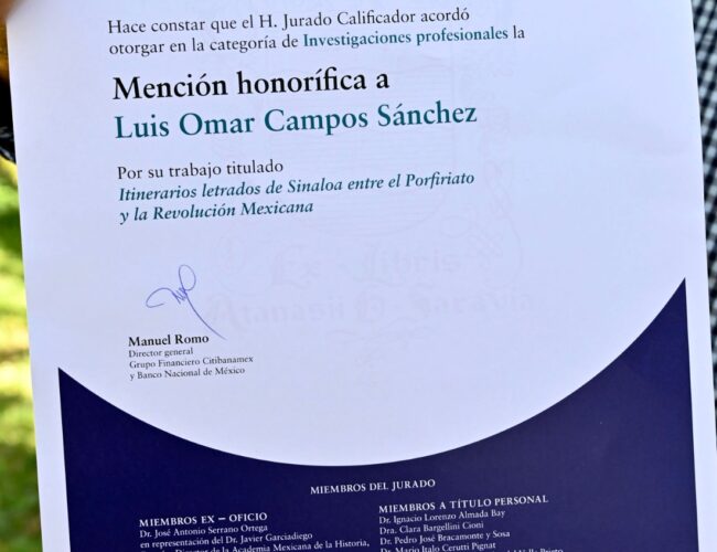 Doctorando de la UAS obtiene mención honorífica en la categoría de investigaciones profesionales en el XX Premio Atanasio G. Sarabia